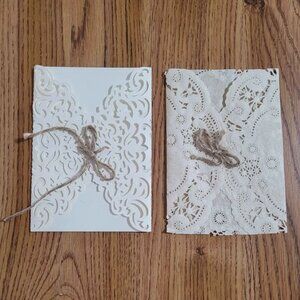 Wedding Special Moment Paper Lace Pattern Card Holder Burlap. Only 1 of each.